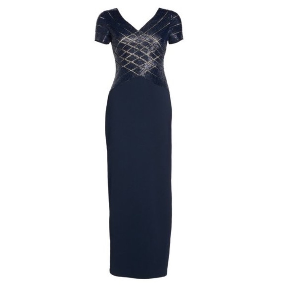 Adrianna Papell Beaded Crosshatch Gown